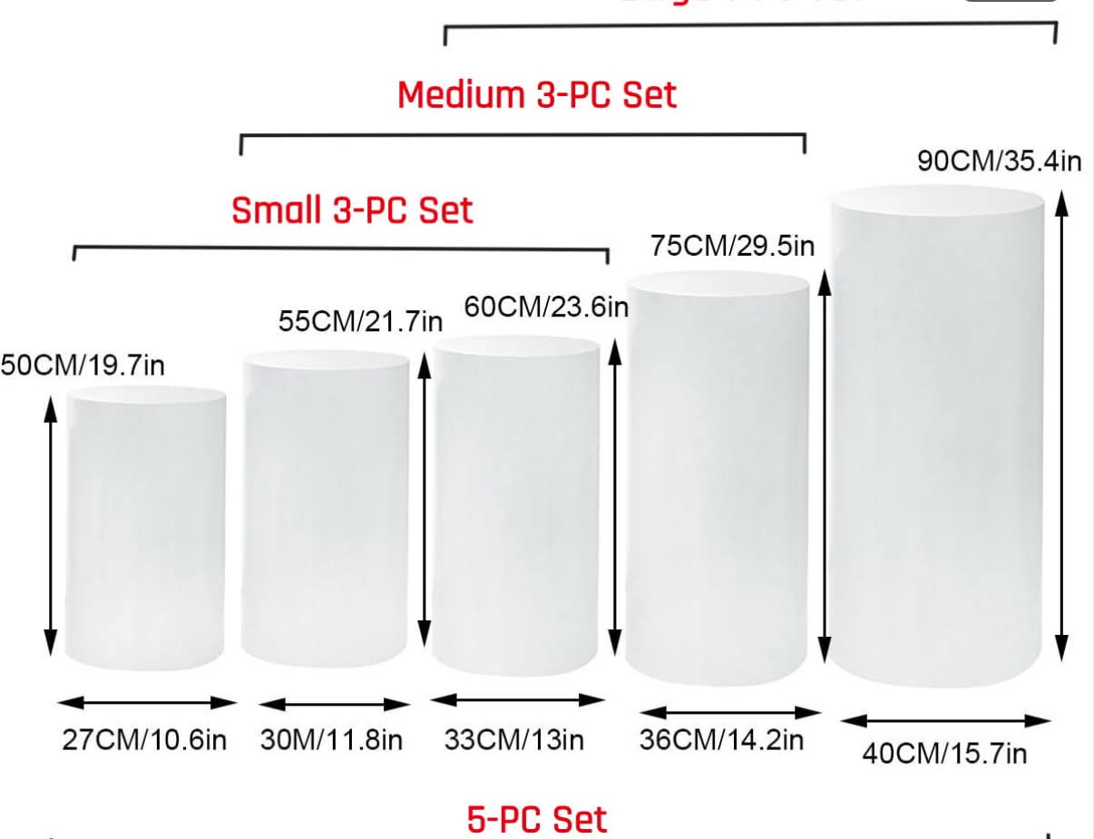 White Cylinder Pedestal Set
