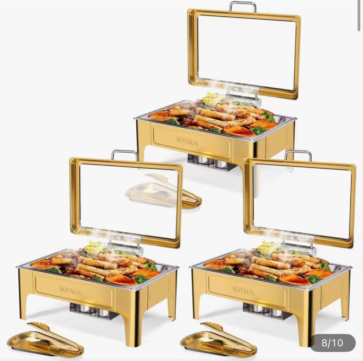 Gold Rectangular Chafer Warmers