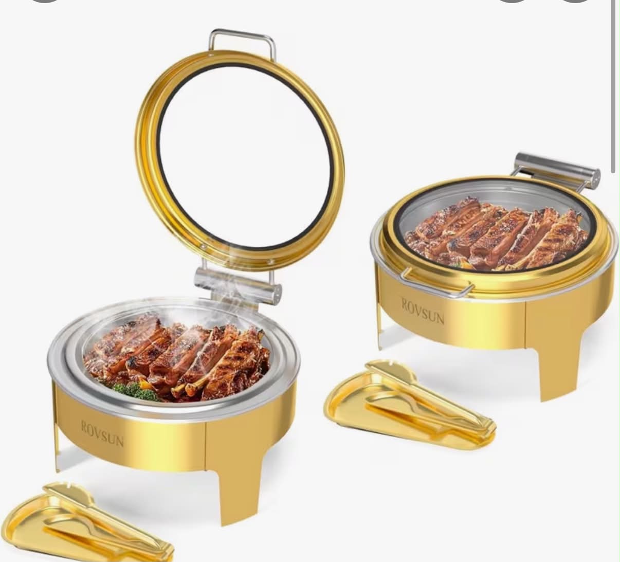 Gold Round Chafer Warmers